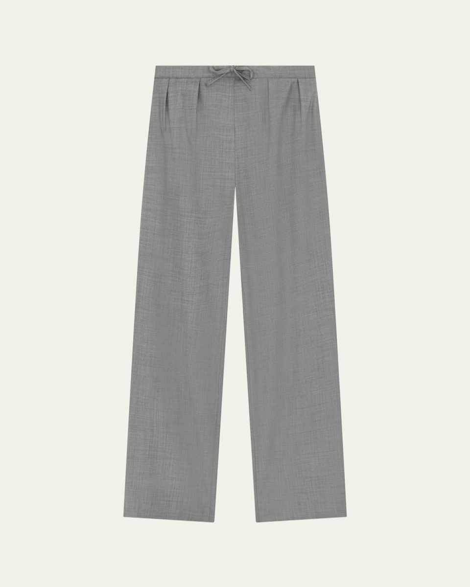Cove Pleated Elastic Waistband Wool Pants